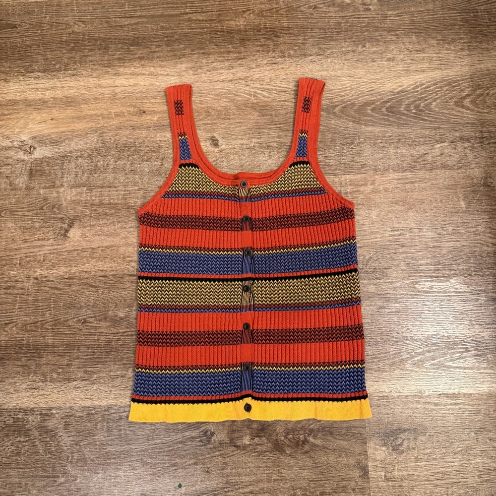 Blue Rain Coral Striped Knit Tank